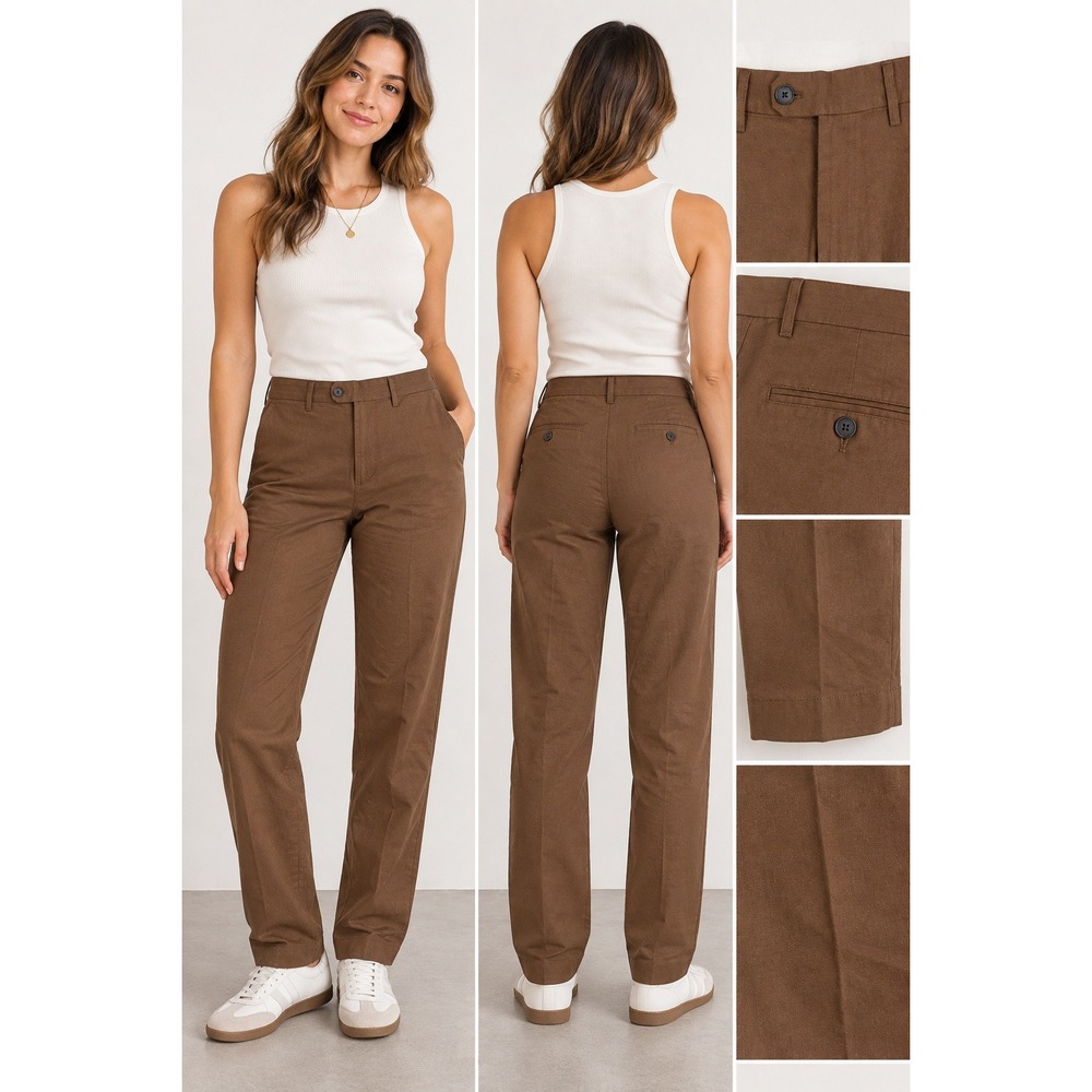 Banana Republic Tailored Fit Pants Women 31x32 Brown Cotton Linen Chinos Classic